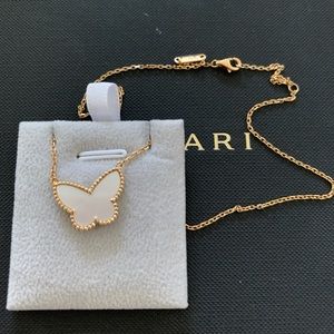 Vca vancleef butterfly mop gold necklace pendant